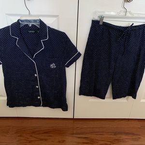 Ralph Lauren Navy Dot PJ Set size small